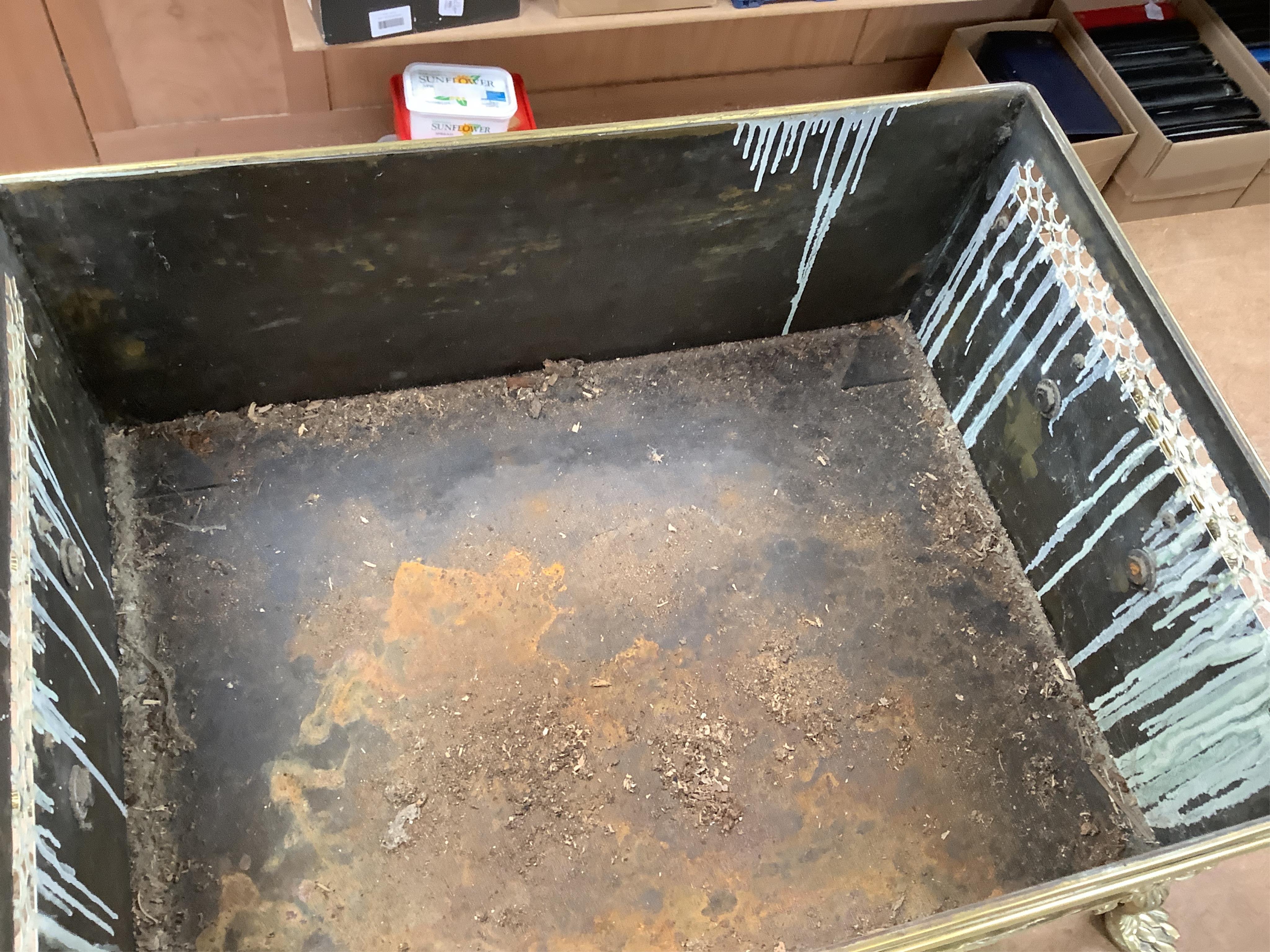 An early 20th century brass coal/log bin, 70cm wide